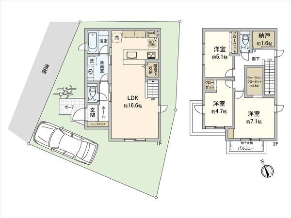 厚木市妻田東1丁目 新築戸建 8号地 間取図(平面図) 厚木市妻田東1丁目 新築戸建 8号地 間取図(平面図)
