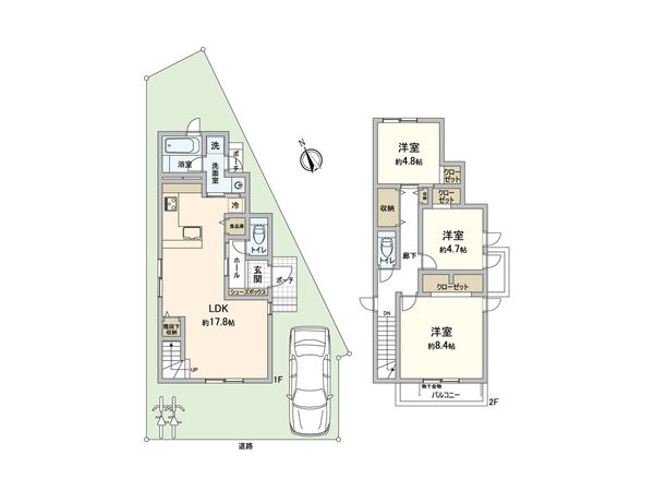 厚木市妻田東1丁目 新築戸建 7号地 間取図(平面図) 厚木市妻田東1丁目 新築戸建 7号地 間取図(平面図)