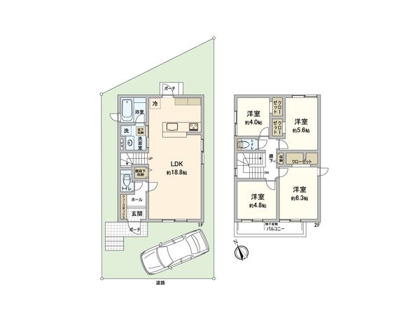 厚木市妻田東1丁目 新築戸建 6号地 間取図(平面図) 厚木市妻田東1丁目 新築戸建 6号地 間取図(平面図)