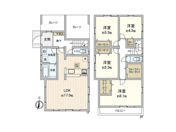 厚木市妻田東2丁目 新築戸建 1号棟 間取図(平面図)
