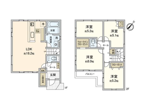 伊勢原市高森台1丁目 新築戸建 1号棟 間取図(平面図) 伊勢原市高森台1丁目 新築戸建 1号棟 間取図(平面図)