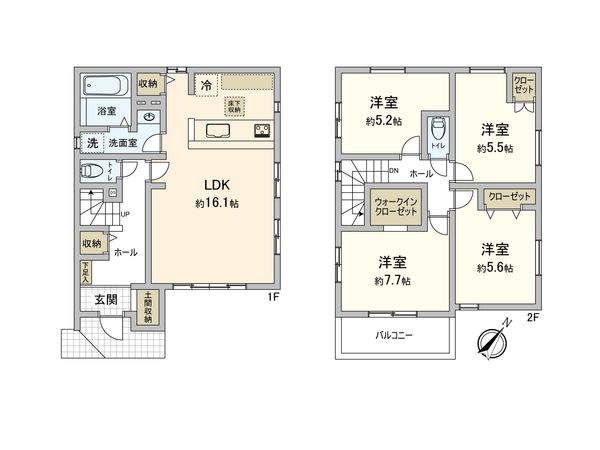 伊勢原市高森台1丁目 新築戸建 2号棟 間取図(平面図) 伊勢原市高森台1丁目 新築戸建 2号棟 間取図(平面図)