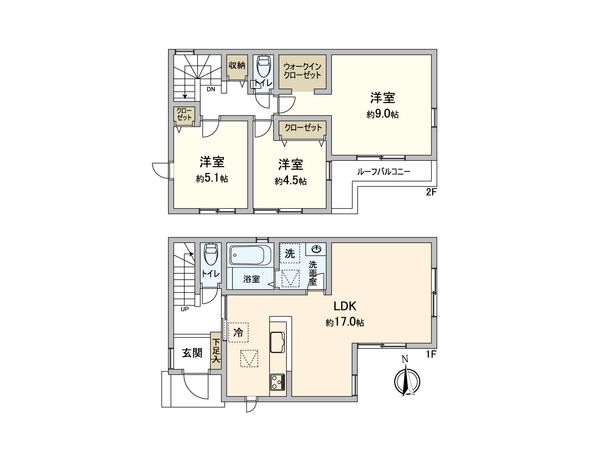 伊勢原市高森台3丁目 新築戸建2号棟 間取図(平面図) 伊勢原市高森台3丁目 新築戸建2号棟 間取図(平面図)