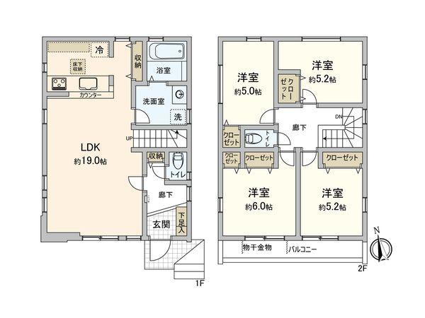 厚木市南町 新築戸建1号棟 間取図(平面図) 間取図(平面図)