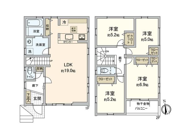 厚木市南町 新築戸建2号棟 間取図(平面図) 間取図(平面図)