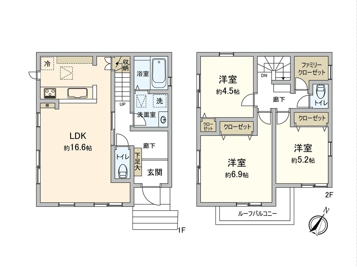 伊勢原市石田 新築戸建 4号棟 間取図(平面図) 間取図(平面図)