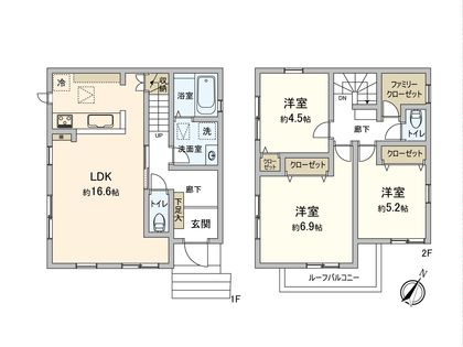 伊勢原市石田 新築戸建 4号棟 間取図(平面図)