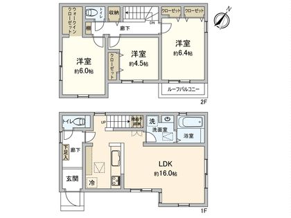 伊勢原市石田 新築戸建 3号棟 間取図(平面図)