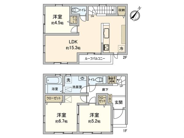 伊勢原市石田 新築戸建 2号棟 間取図(平面図)