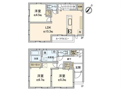 伊勢原市石田 新築戸建 2号棟 間取図(平面図)
