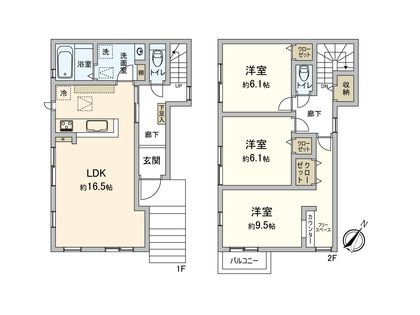 伊勢原市石田 新築戸建 1号棟 間取図(平面図)