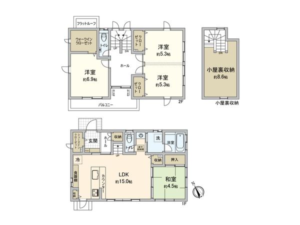 秦野市今泉 戸建 間取図(平面図)