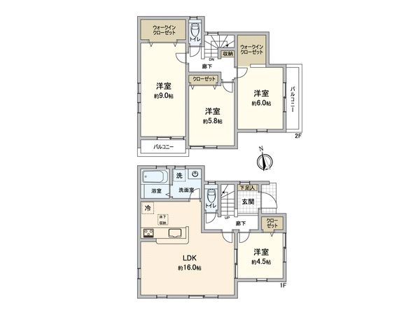 厚木市妻田西3丁目 新築戸建5号棟 間取図(平面図) 厚木市妻田西3丁目 新築戸建5号棟 間取図(平面図)