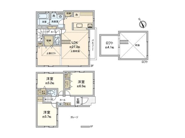 厚木市船子 新築戸建 1号棟 間取図(平面図)