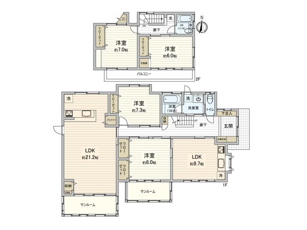 厚木市緑ケ丘2丁目 戸建 間取図(平面図) 厚木市緑ケ丘2丁目 戸建 間取図(平面図)