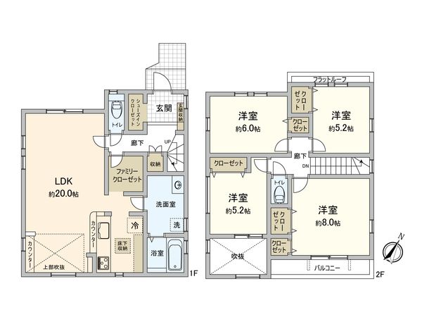 伊勢原市八幡台1丁目 新築戸建 1号棟 間取図(平面図)