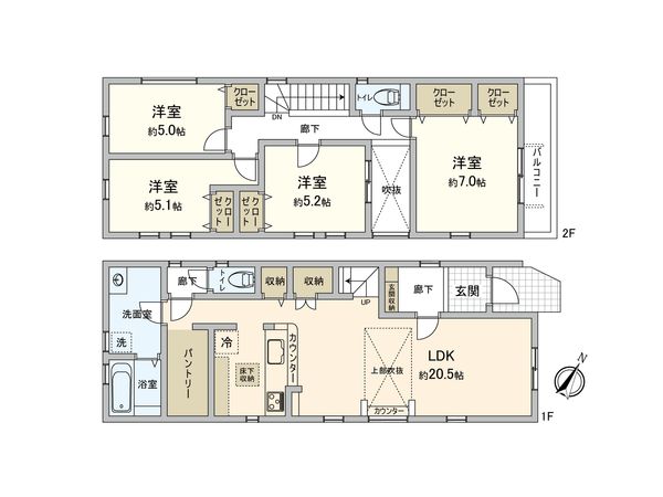 伊勢原市八幡台1丁目 新築戸建 3号棟 間取図(平面図)