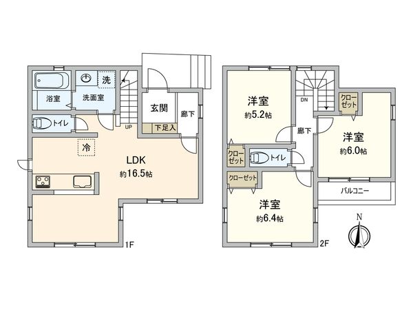 厚木市妻田南2丁目 新築戸建1号棟 間取図(平面図) 厚木市妻田南2丁目 新築戸建1号棟 間取図(平面図)