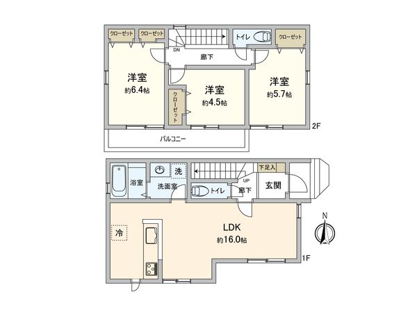厚木市妻田南2丁目 新築戸建2号棟 間取図(平面図) 厚木市妻田南2丁目 新築戸建2号棟 間取図(平面図)