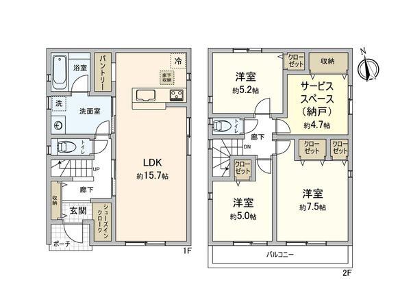 厚木市妻田東3丁目 新築戸建 1号棟 間取図(平面図) 厚木市妻田東3丁目 新築戸建 1号棟 間取図(平面図)