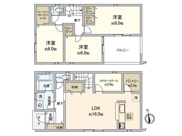 厚木市金田 新築戸建 3号棟 間取図(平面図) 厚木市金田 新築戸建 3号棟 間取図(平面図)