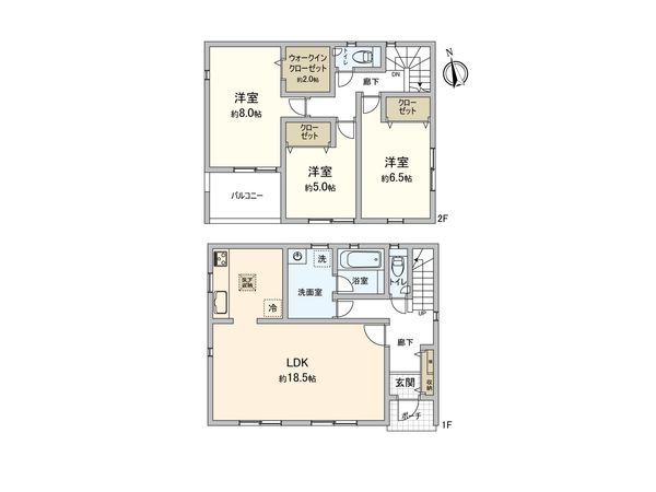 厚木市金田 新築戸建 8号棟 間取図(平面図) 厚木市金田 新築戸建 8号棟 間取図(平面図)
