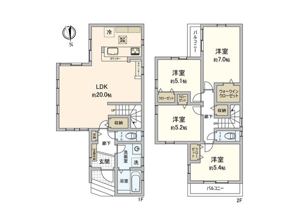 厚木市南町 新築戸建 2号棟 間取図(平面図) 厚木市南町 新築戸建 2号棟 間取図(平面図)