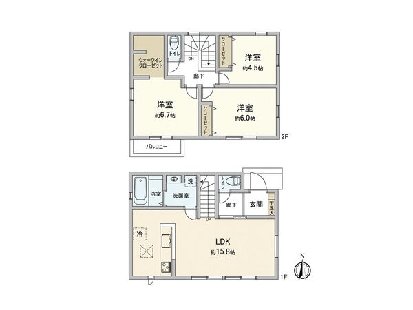 厚木市林4丁目 新築戸建 2号棟 間取図(平面図) 厚木市林4丁目 新築戸建 2号棟 間取図(平面図)