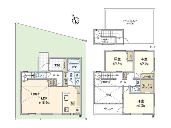 厚木市元町 新築戸建B号棟 間取図(平面図)