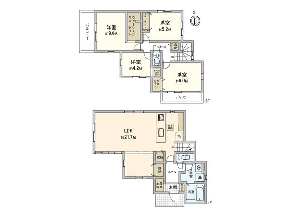 伊勢原市伊勢原3丁目 新築戸建1号棟 間取図(平面図) 伊勢原市伊勢原3丁目 新築戸建1号棟 間取図(平面図)