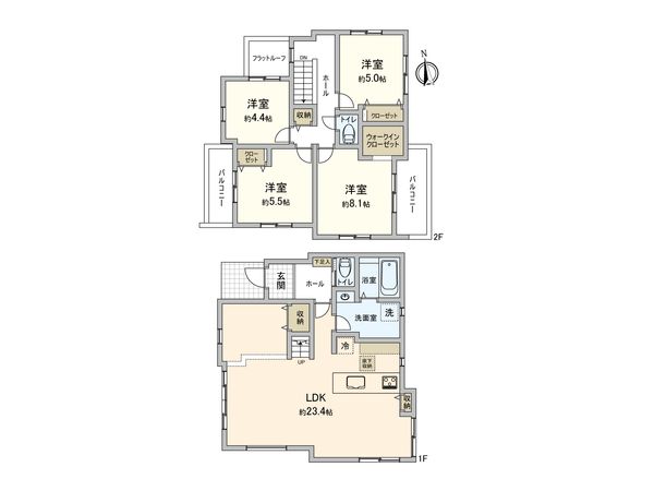 伊勢原市伊勢原3丁目 新築戸建2号棟 間取図(平面図) 伊勢原市伊勢原3丁目 新築戸建2号棟 間取図(平面図)