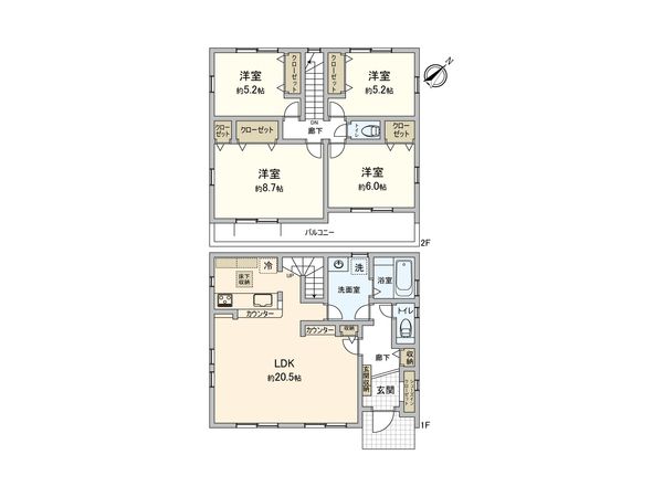 伊勢原市桜台5丁目 新築戸建 1号棟 間取図(平面図) 伊勢原市桜台5丁目 新築戸建 1号棟 間取図(平面図)