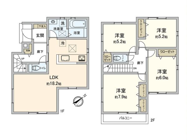 厚木市温水 新築戸建 1号棟 間取図(平面図) 厚木市温水 新築戸建 1号棟 間取図(平面図)