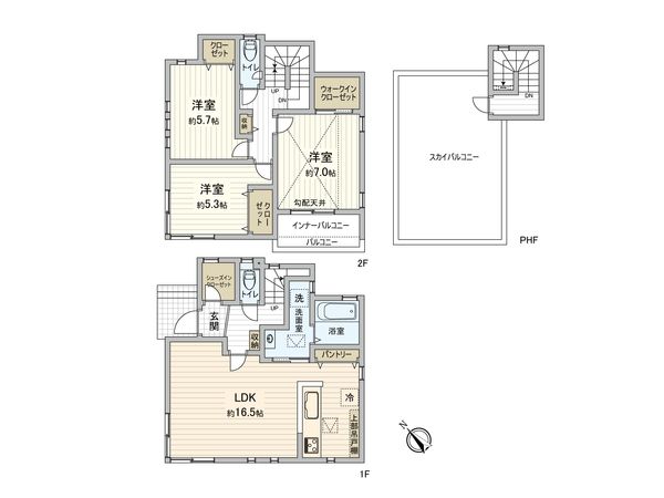 厚木市温水 新築戸建 1号棟 間取図(平面図) 厚木市温水 新築戸建 1号棟 間取図(平面図)