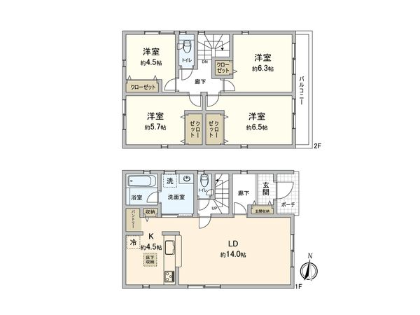 厚木市長谷 新築戸建 1号棟 間取図(平面図) 厚木市長谷 新築戸建 1号棟 間取図(平面図)