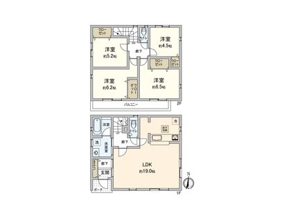 厚木市長谷 新築戸建 5号棟 間取図(平面図)