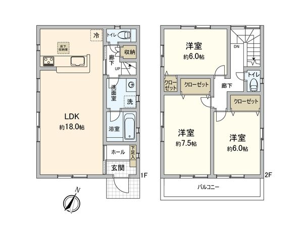 厚木市三田一丁目 戸建 間取図(平面図) 間取図(平面図)