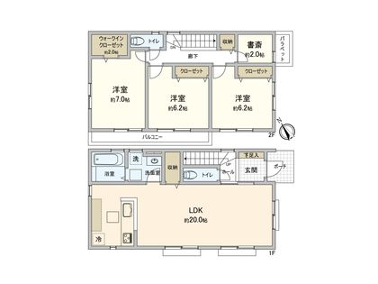 厚木市岡田4丁目 新築2号棟 間取図(平面図)