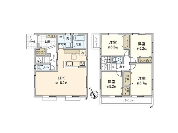 厚木市岡田4丁目 新築4号棟 間取図(平面図) 厚木市岡田4丁目 新築4号棟 間取図(平面図)