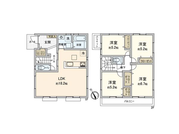 厚木市岡田4丁目 新築4号棟 間取図(平面図) 厚木市岡田4丁目 新築4号棟 間取図(平面図)