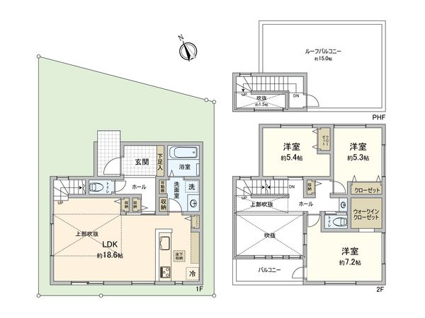 厚木市元町 新築戸建B号棟 間取図(平面図) 厚木市元町 新築戸建B号棟 間取図(平面図)