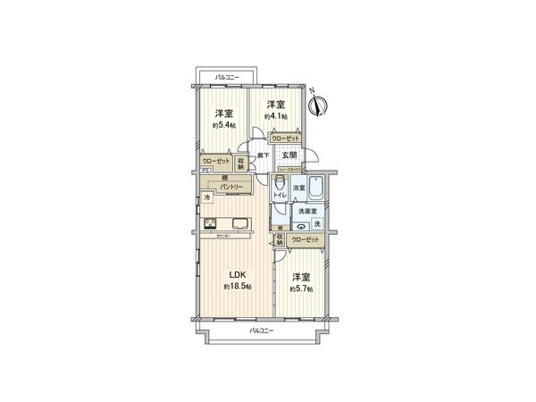 コープ野村厚木愛甲 2号棟 間取図(平面図) 間取図(平面図)