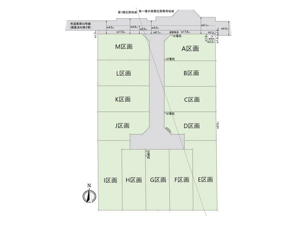 座間市東原3丁目 土地 M区画 区画図