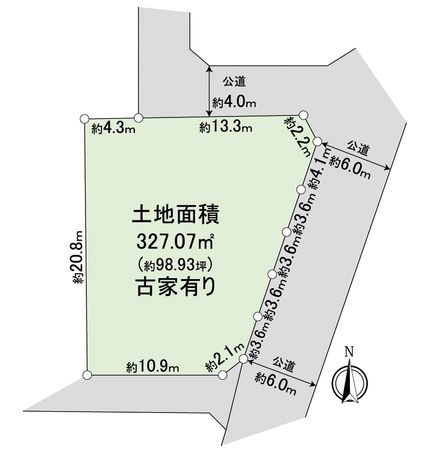 座間市立野台3丁目 古屋付き土地 区画図 座間市立野台3丁目 古屋付き土地 区画図