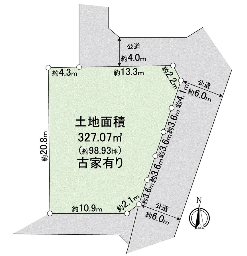 座間市立野台3丁目 古屋付き土地 区画図 区画図