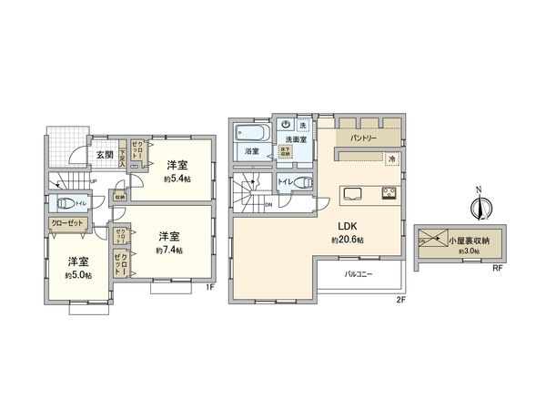 綾瀬市蓼川2丁目 新築戸建 間取図(平面図)