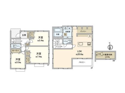 綾瀬市蓼川2丁目 新築戸建 間取図(平面図)