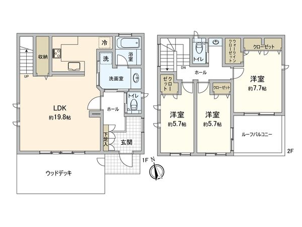 厚木市王子1丁目 戸建 間取図(平面図) 厚木市王子1丁目 戸建 間取図(平面図)