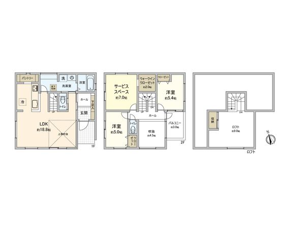 海老名市杉久保南3丁目 新築戸建B棟 間取図(平面図)