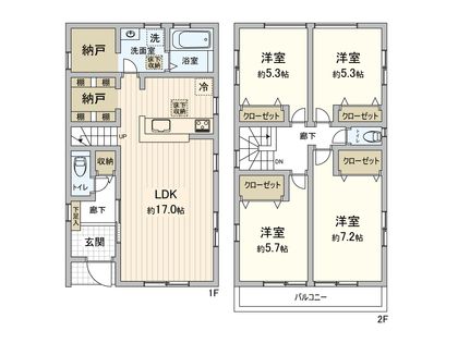 海老名市国分南3丁目 新築戸建3号棟 間取図(平面図)